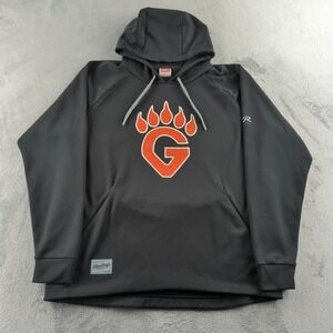 Rawlings Hoodie Sweatshirt Mens XL Black Pullover Raglan Grizzlies Bear Paw Logo